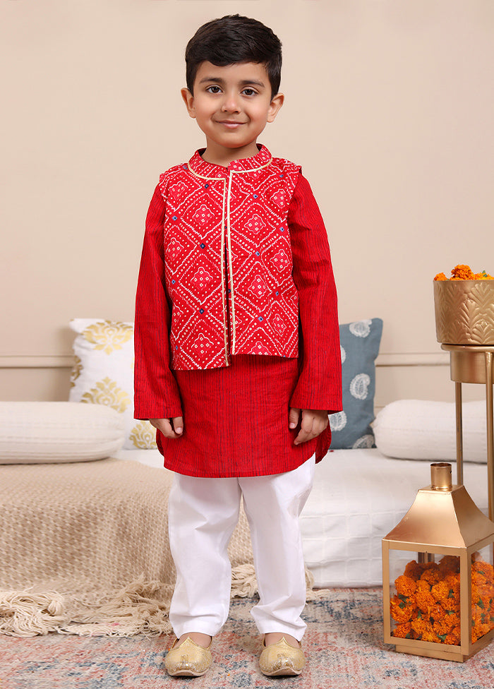 Red Cotton Ethnic Wear Set