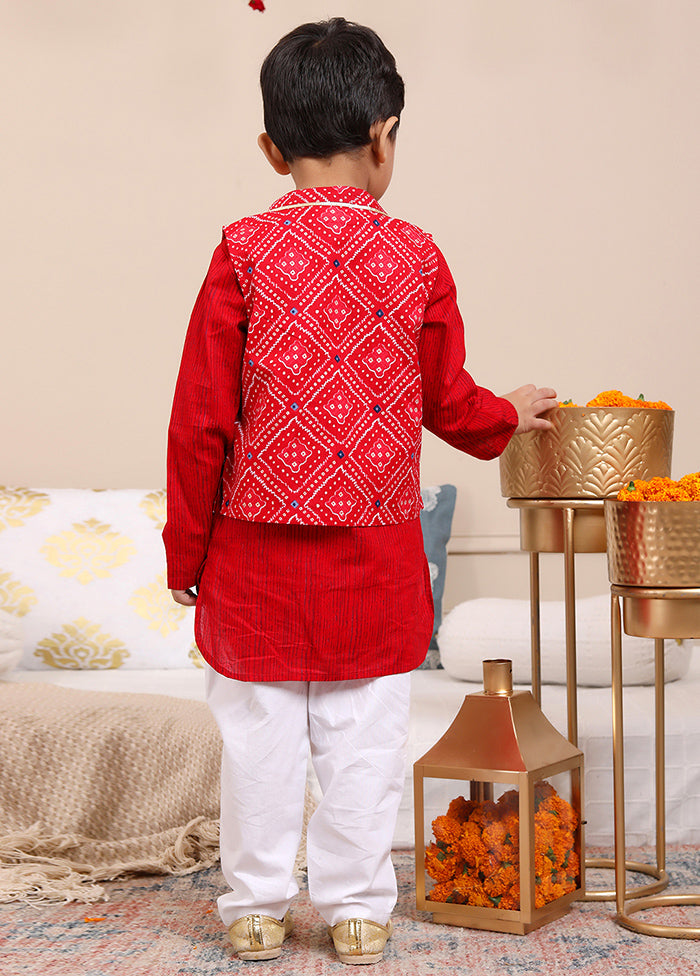 Red Cotton Ethnic Wear Set