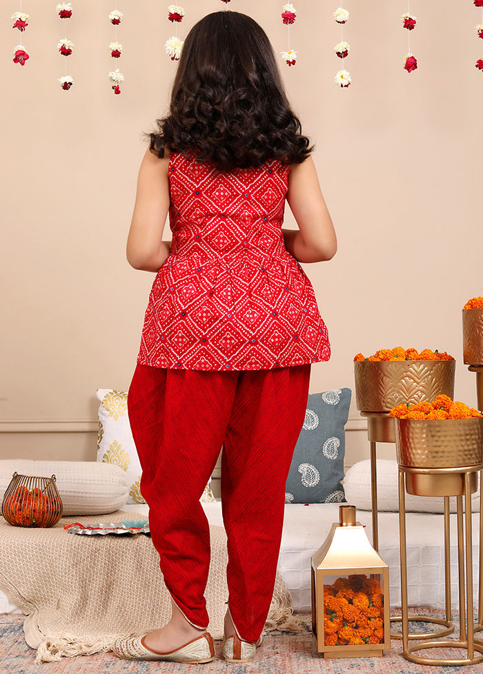 Red Cotton Ethnic Wear Set