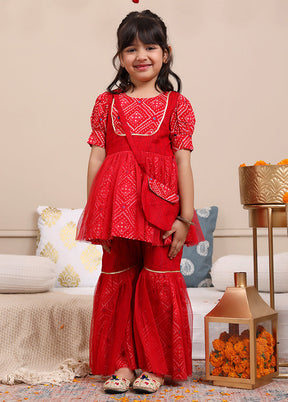 Red Cotton Ethnic Wear Set