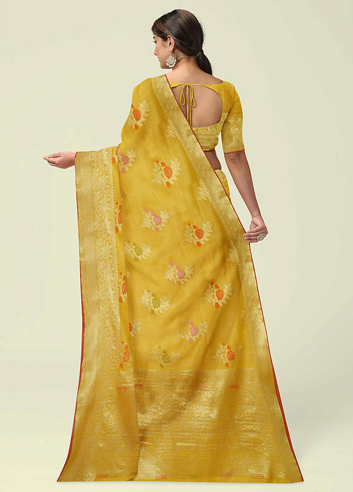 Gold Silk Zari Saree Without Blouse Piece - Indian Silk House Agencies