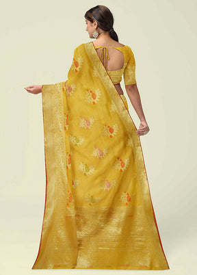 Gold Silk Zari Saree Without Blouse Piece - Indian Silk House Agencies