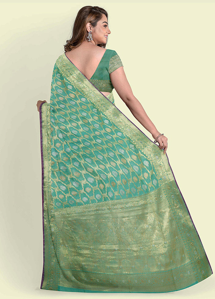 Sea Green Silk Zari Saree Without Blouse Piece - Indian Silk House Agencies