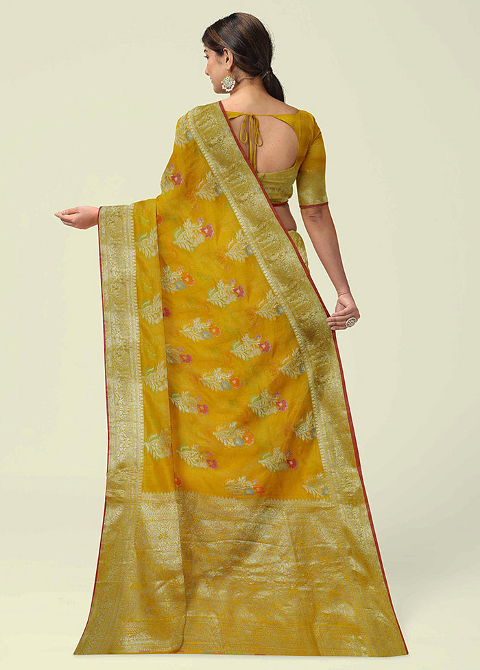 Gold Silk Zari Saree Without Blouse Piece - Indian Silk House Agencies