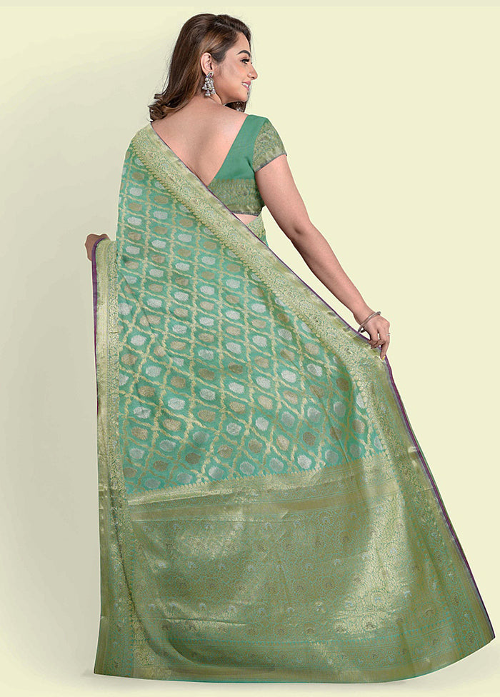 Sea Green Silk Zari Saree Without Blouse Piece - Indian Silk House Agencies