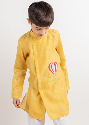 Yellow Silk Kurta Pajama Set For Boys - Indian Silk House Agencies