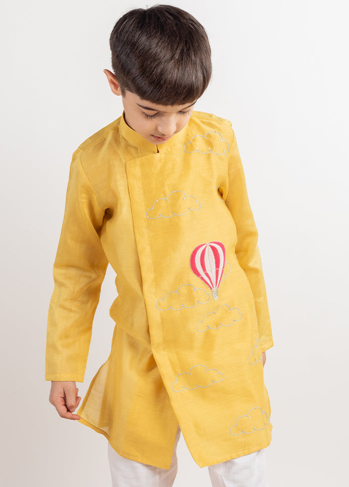 Yellow Silk Kurta Pajama Set For Boys - Indian Silk House Agencies