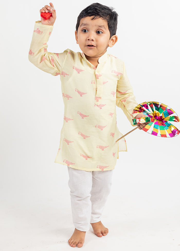 Cream Silk Kurta Pajama Set For Boys - Indian Silk House Agencies