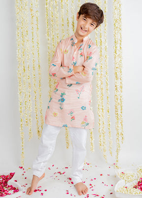 Pink Silk Kurta Pajama Set For Boys - Indian Silk House Agencies