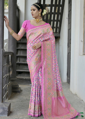 Baby Pink Dupion Silk Saree With Blouse Piece