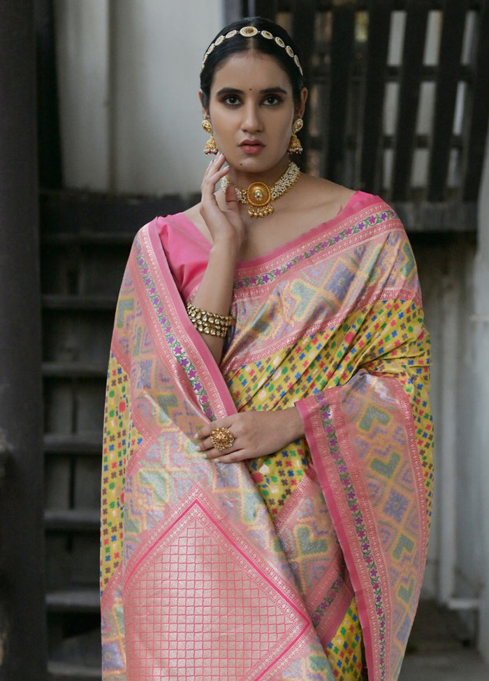 Yellow Dupion Silk Saree With Blouse Piece