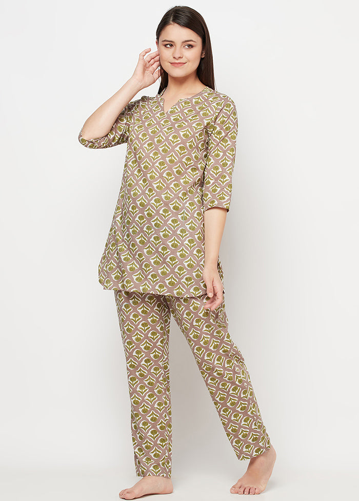 Green Pure Readymade Cotton Night Suit