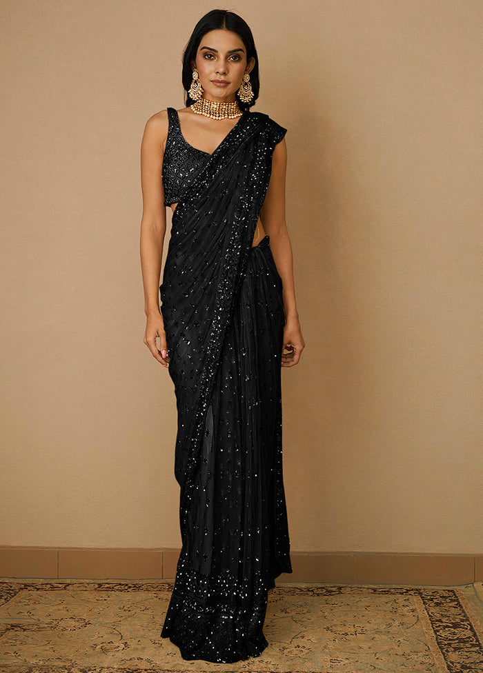 Black Organza Saree With Blouse Piece - Indian Silk House Agencies