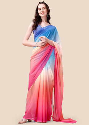 Multicolor Georgette Saree With Blouse Piece - Indian Silk House Agencies