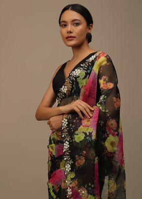 Black Organza Saree With Blouse Piece - Indian Silk House Agencies