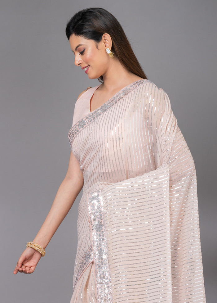 Peach Georgette Saree With Blouse Piece - Indian Silk House Agencies