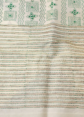 Bengal Kantha Embroidery Handloom Tussar Silk Dupatta