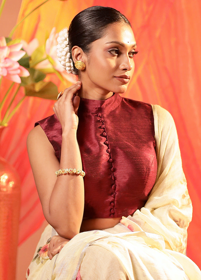 Maroon Collar Neck Designer Blouse