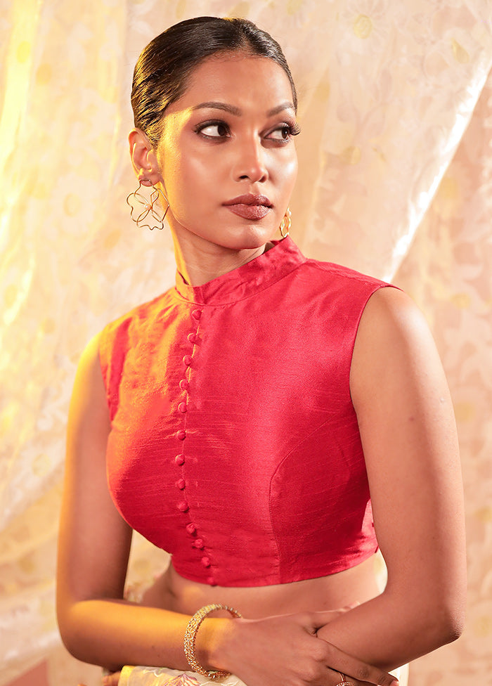 Red Collar Neck Designer Blouse