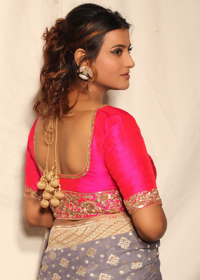 Pink Silk Designer Blouse - Indian Silk House Agencies