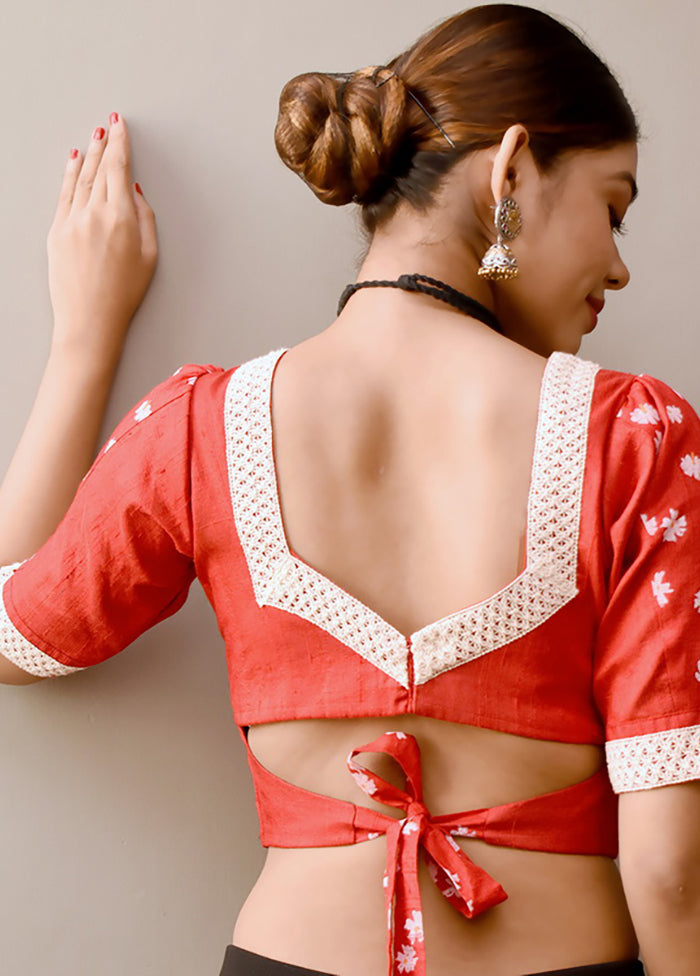 Red Silk Designer Blouse - Indian Silk House Agencies