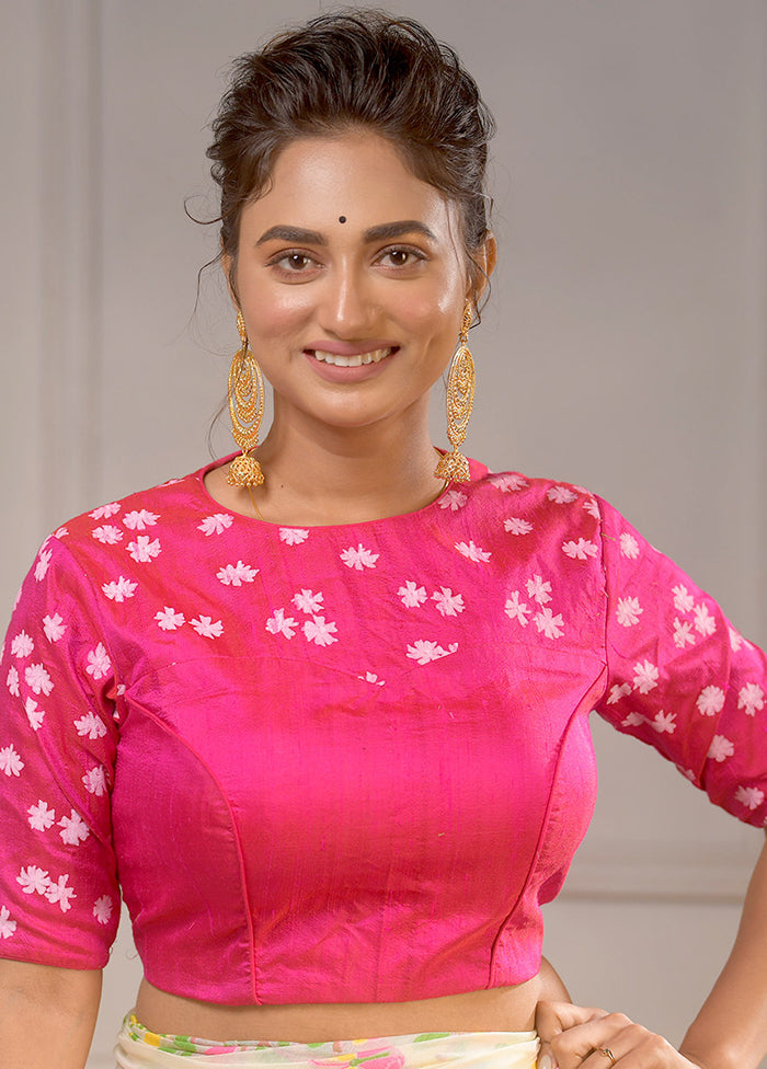 Pink Silk Designer Blouse - Indian Silk House Agencies
