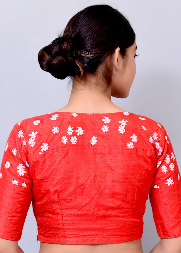 Red Silk Designer Blouse - Indian Silk House Agencies