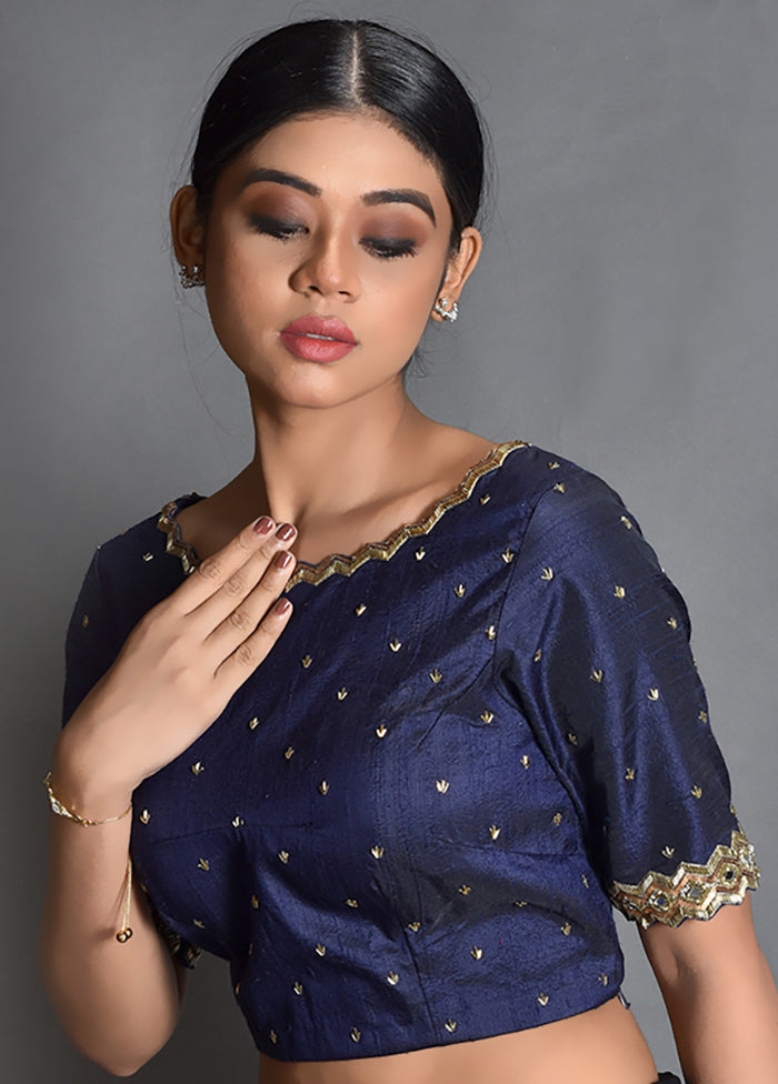 Blue Silk Designer Blouse - Indian Silk House Agencies