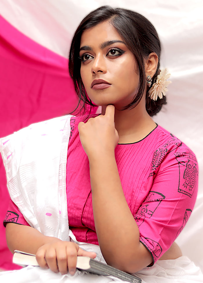 Pink Cotton Silk Designer Blouse - Indian Silk House Agencies