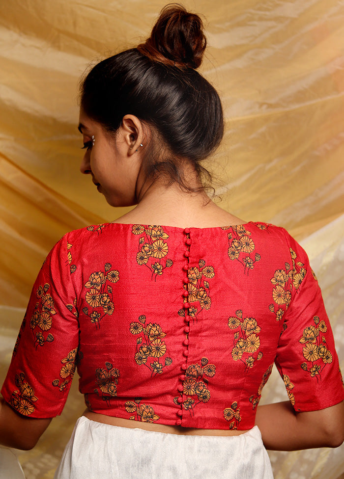 Red Silk Designer Blouse - Indian Silk House Agencies