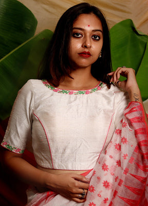 White Silk Designer Blouse - Indian Silk House Agencies