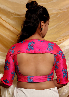 Fuchsia Pink Silk Designer Blouse - Indian Silk House Agencies