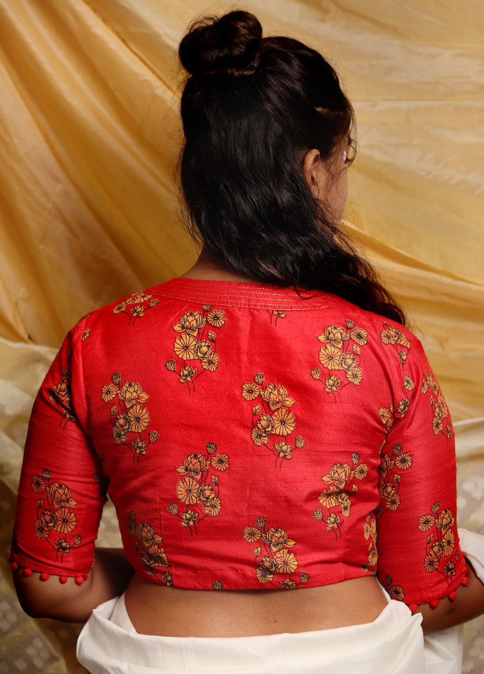 Red Silk Designer Blouse - Indian Silk House Agencies