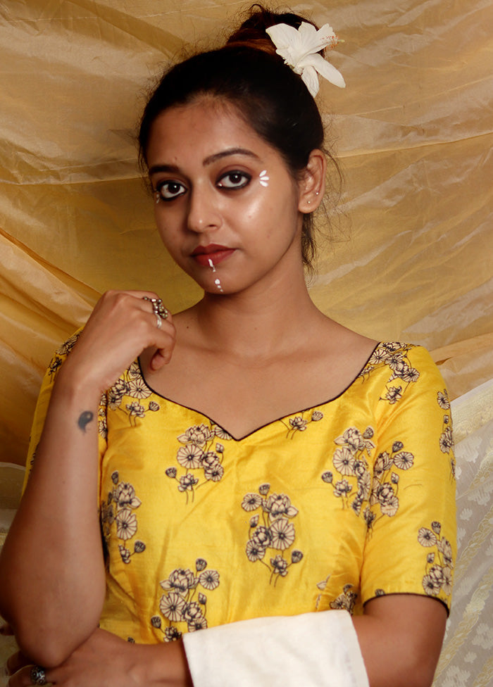 Yellow Silk Designer Blouse - Indian Silk House Agencies