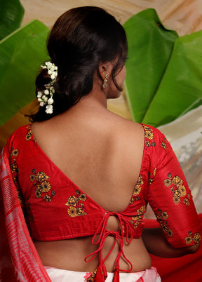 Red Silk Designer Blouse - Indian Silk House Agencies