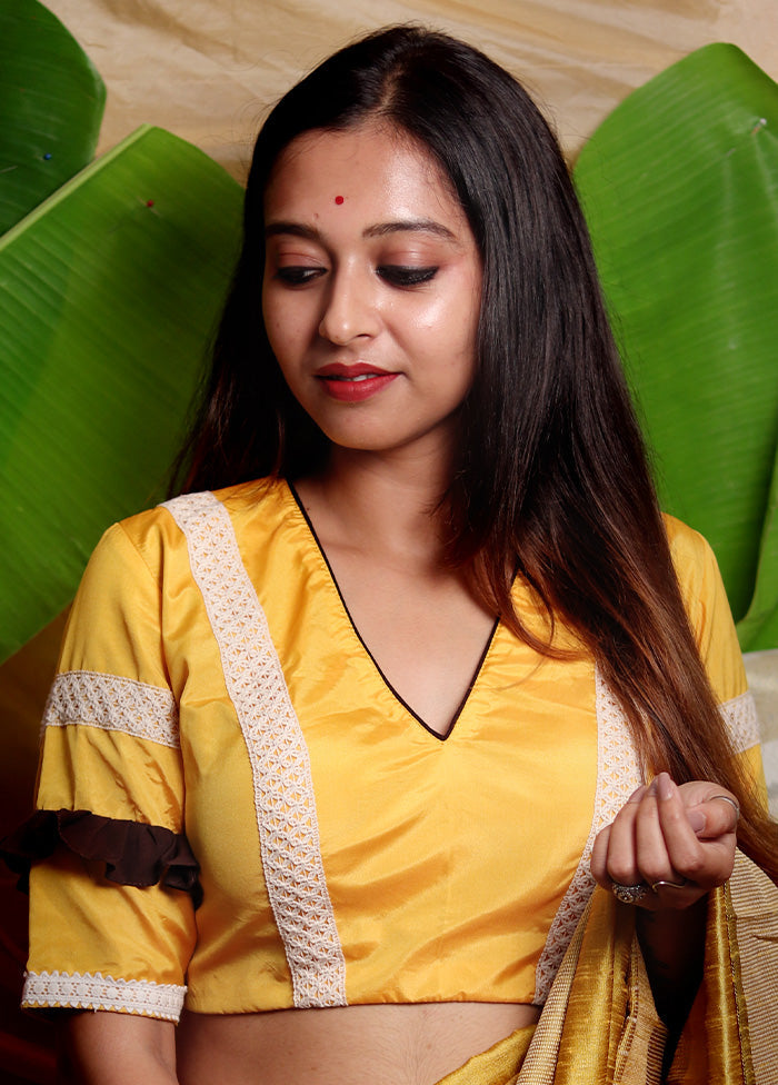 Yellow Silk Designer Blouse - Indian Silk House Agencies