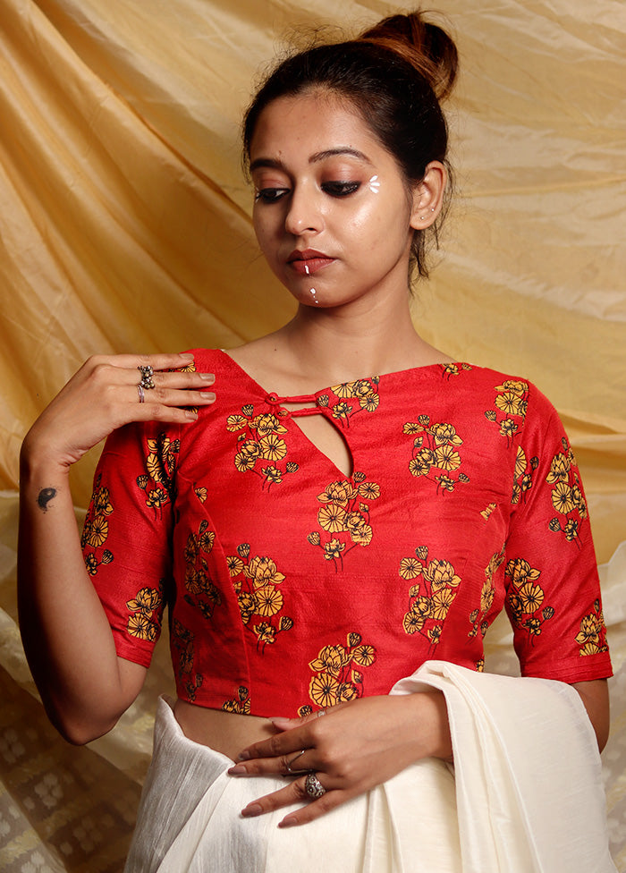 Red Silk Designer Blouse - Indian Silk House Agencies