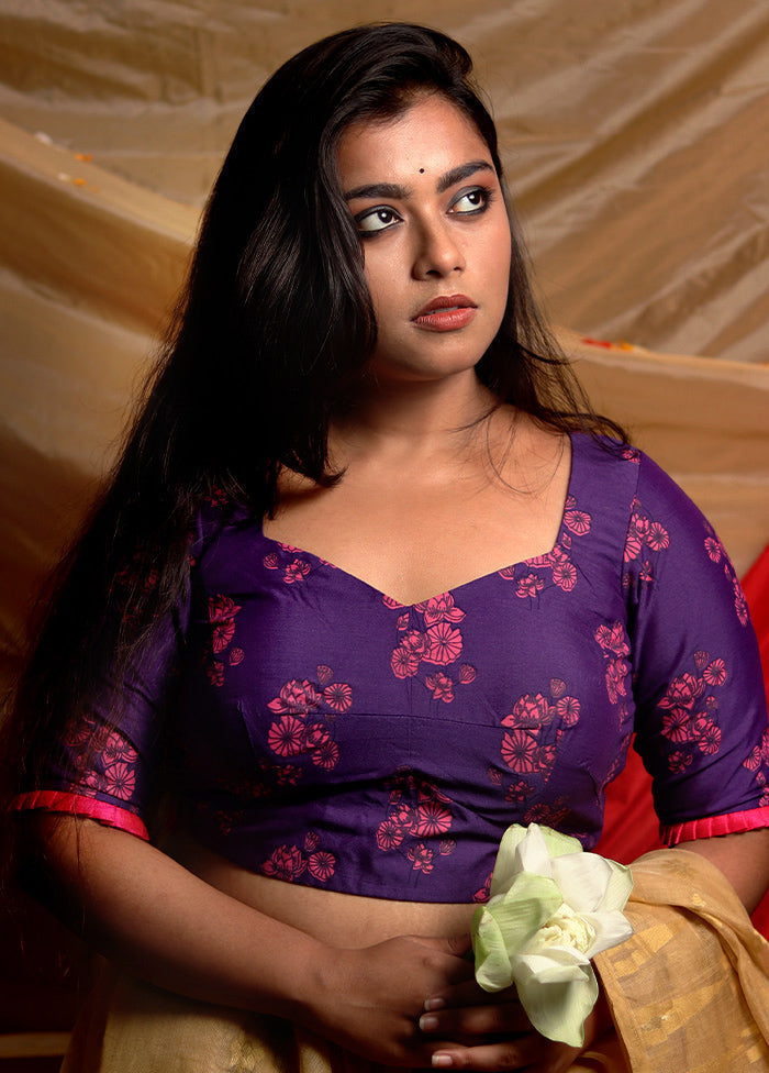 Purple Silk Designer Blouse - Indian Silk House Agencies