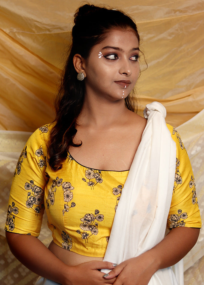 Yellow Silk Designer Blouse - Indian Silk House Agencies