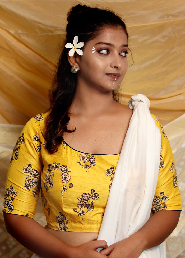 Yellow Silk Designer Blouse - Indian Silk House Agencies