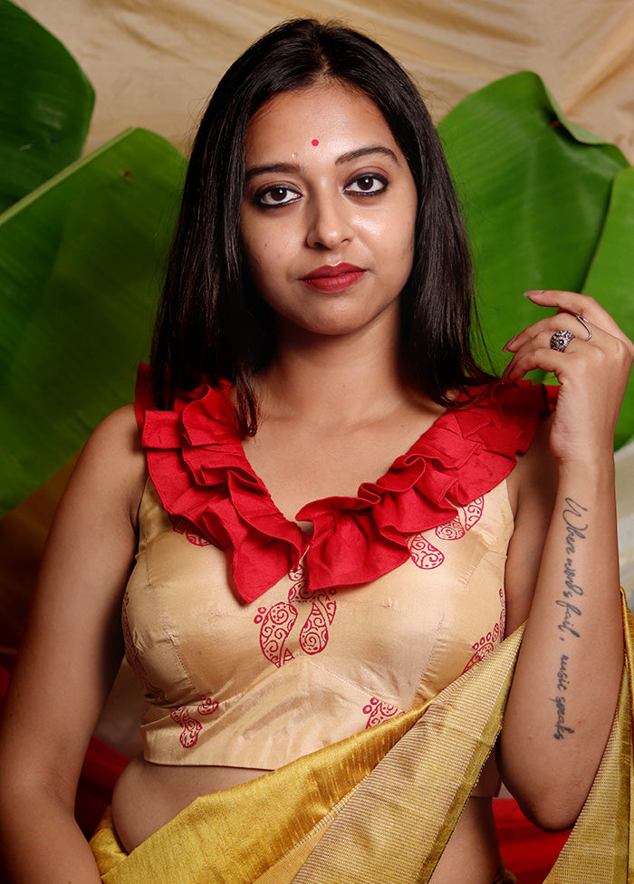 Cream Pure Silk Designer Blouse - Indian Silk House Agencies