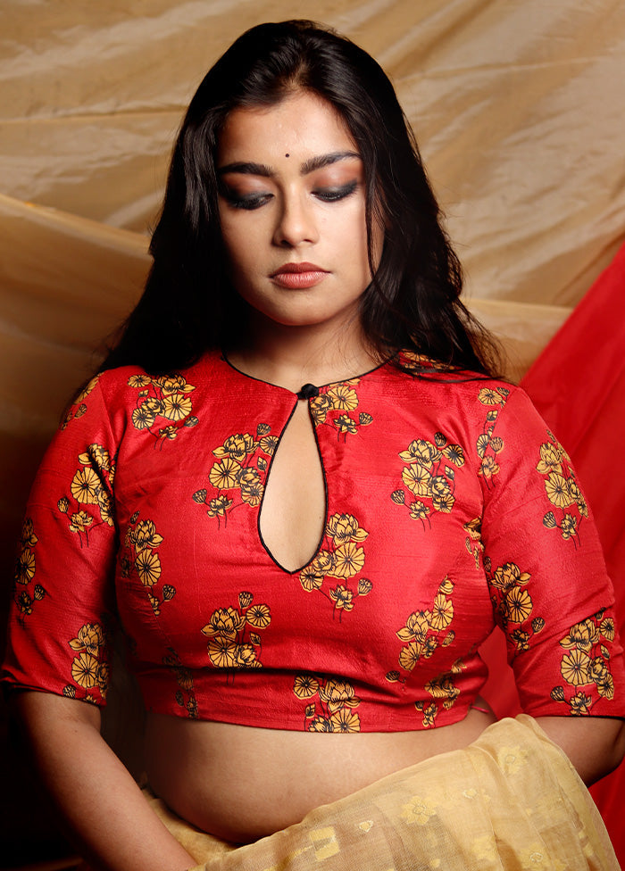 Red Silk Designer Blouse - Indian Silk House Agencies