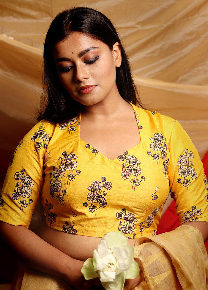 Yellow Silk Designer Blouse - Indian Silk House Agencies