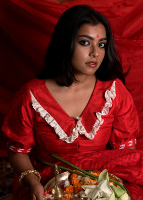 Red Silk Designer Blouse - Indian Silk House Agencies