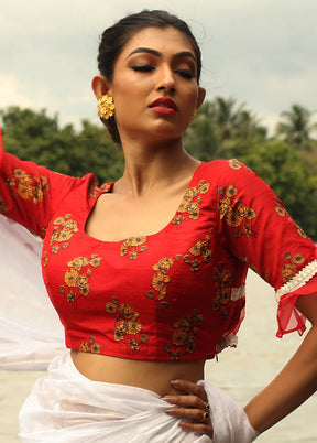 Red Silk Designer Blouse - Indian Silk House Agencies