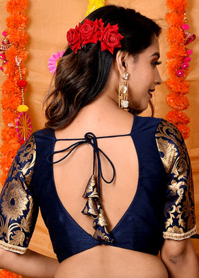 Blue Silk Designer Blouse - Indian Silk House Agencies