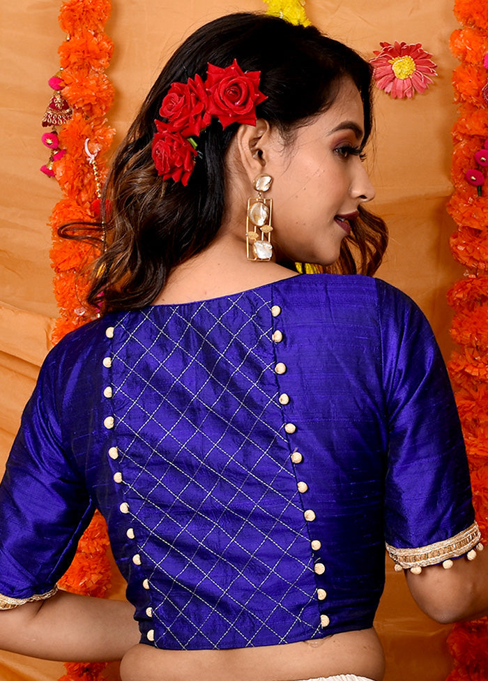 Blue Silk Designer Blouse - Indian Silk House Agencies