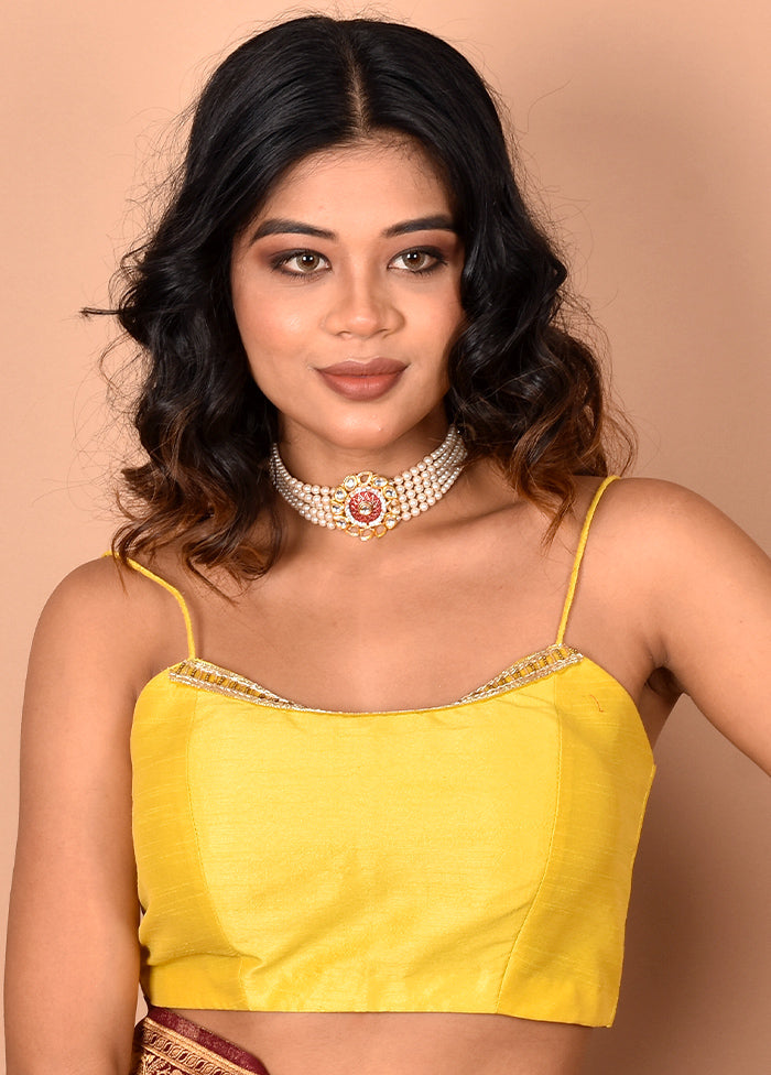 Yellow Silk Designer Blouse - Indian Silk House Agencies