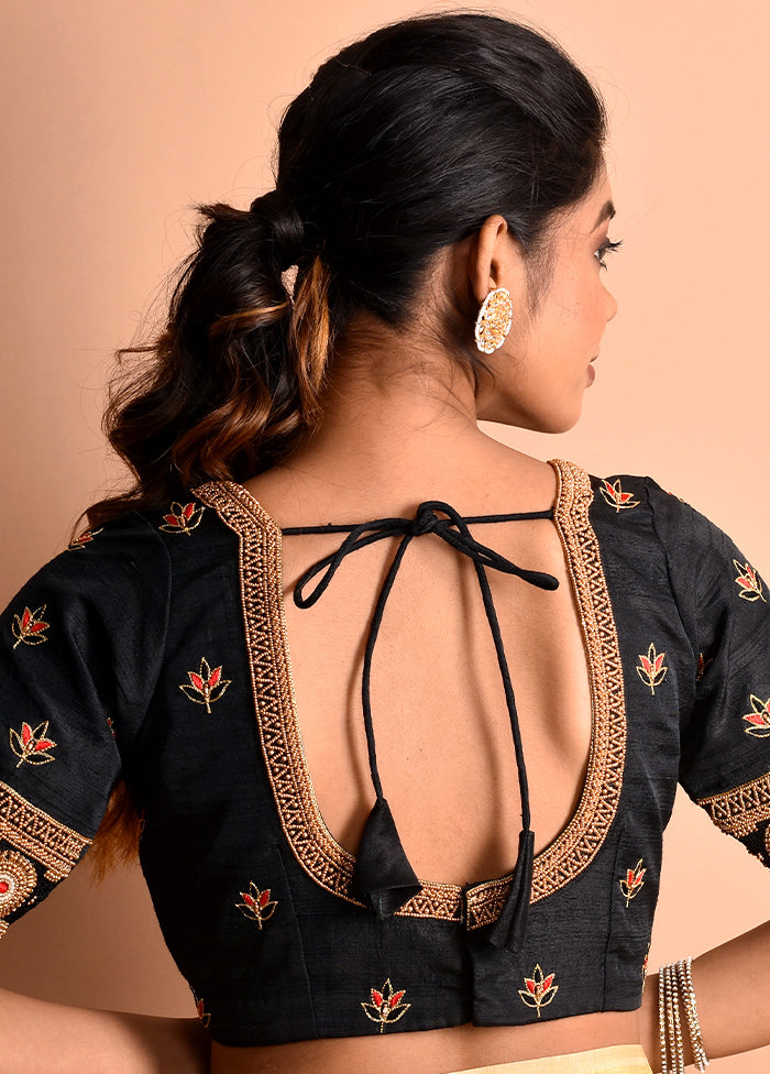 Black Silk Designer Blouse - Indian Silk House Agencies