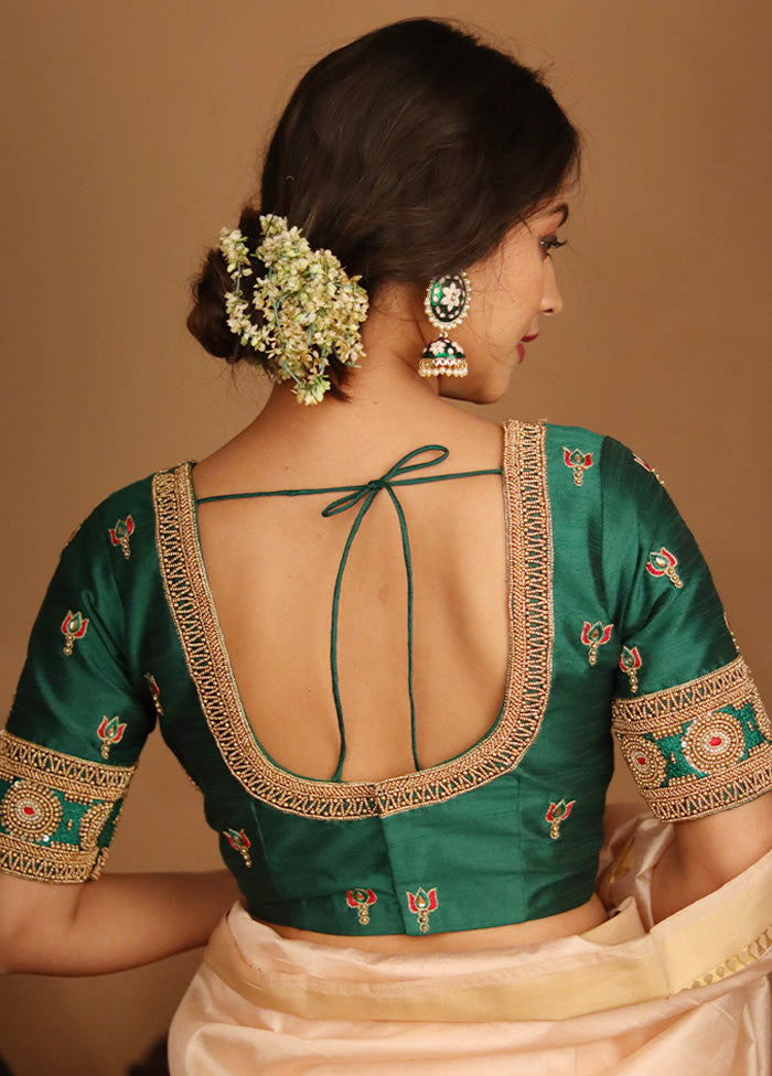 Green Silk Designer Blouse - Indian Silk House Agencies